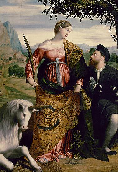MORETTO da Brescia Saint Justina with the Unicorn Sweden oil painting art